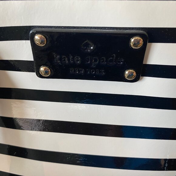 Kate Spade NY Black & White Striped Patent Leather Handbag - Picture 7 of 12